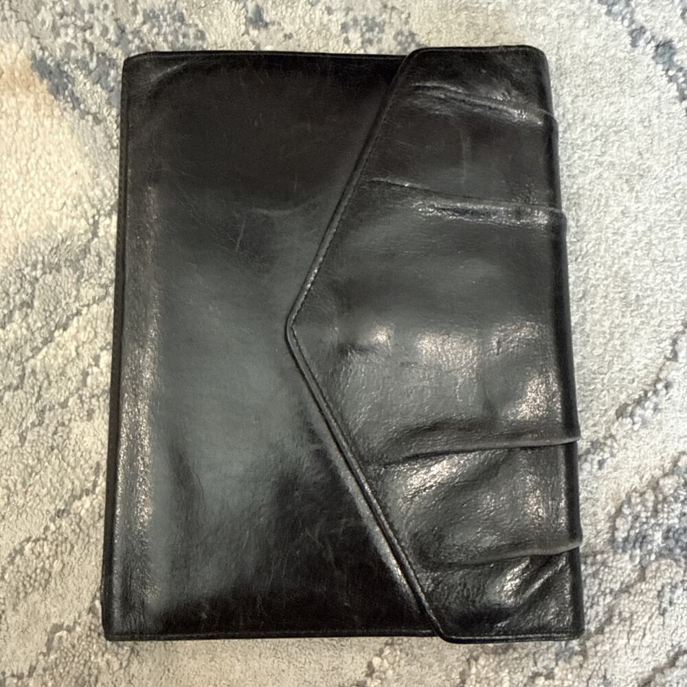 Franklin Covey Black Leather Mini Padfolio Clutch Wallet Women’s